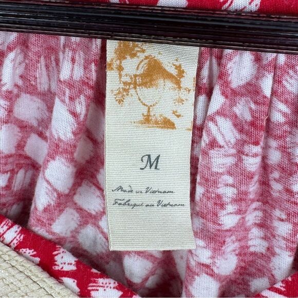 Anthropologie C. Keer Swoop Rope Collar Tank Top Red Medium Dot Print - Picture 8 of 11